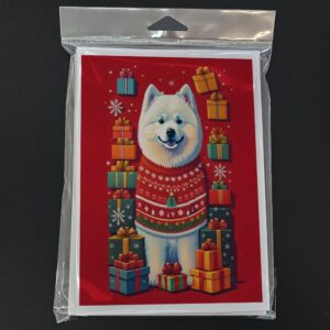 Caroline's Treasures DAC3153GCA7P Samoyed Holiday Christmas Greeting Cards Pack of 8 Blank Cards with Envelopes Whimsical A7 Size 5x7 Blank Note Cards