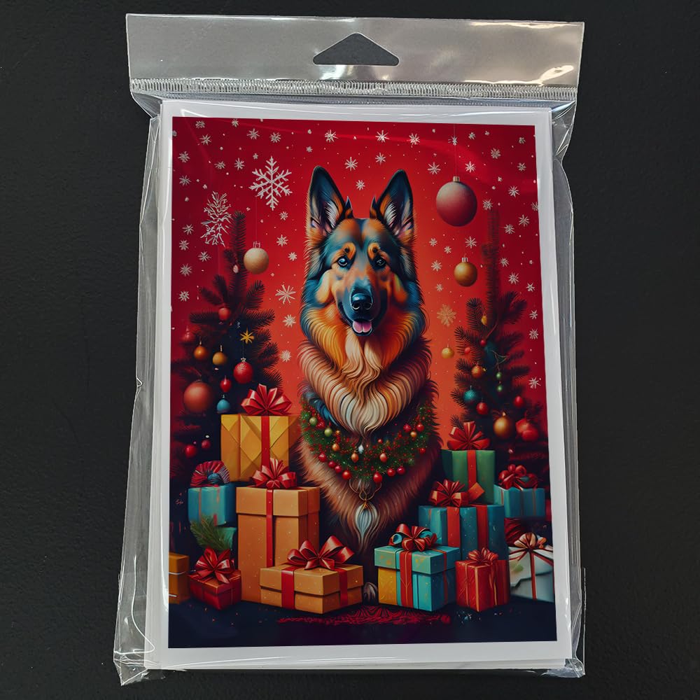 Caroline's Treasures DAC3041GCA7P Belgian Tervuren Holiday Christmas Greeting Cards Pack of 8 Blank Cards with Envelopes Whimsical A7 Size 5x7 Blank Note Cards