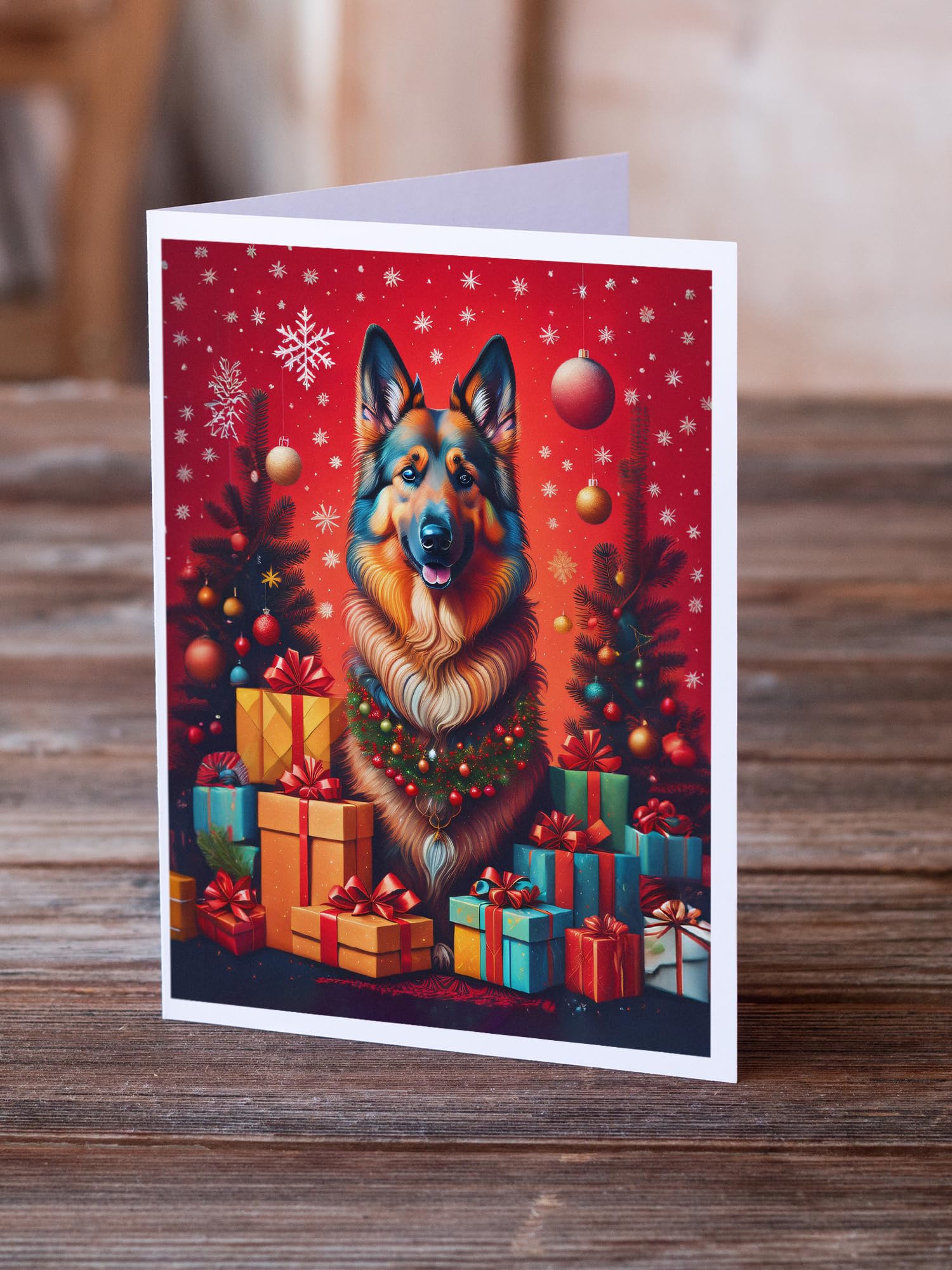 Caroline's Treasures DAC3041GCA7P Belgian Tervuren Holiday Christmas Greeting Cards Pack of 8 Blank Cards with Envelopes Whimsical A7 Size 5x7 Blank Note Cards