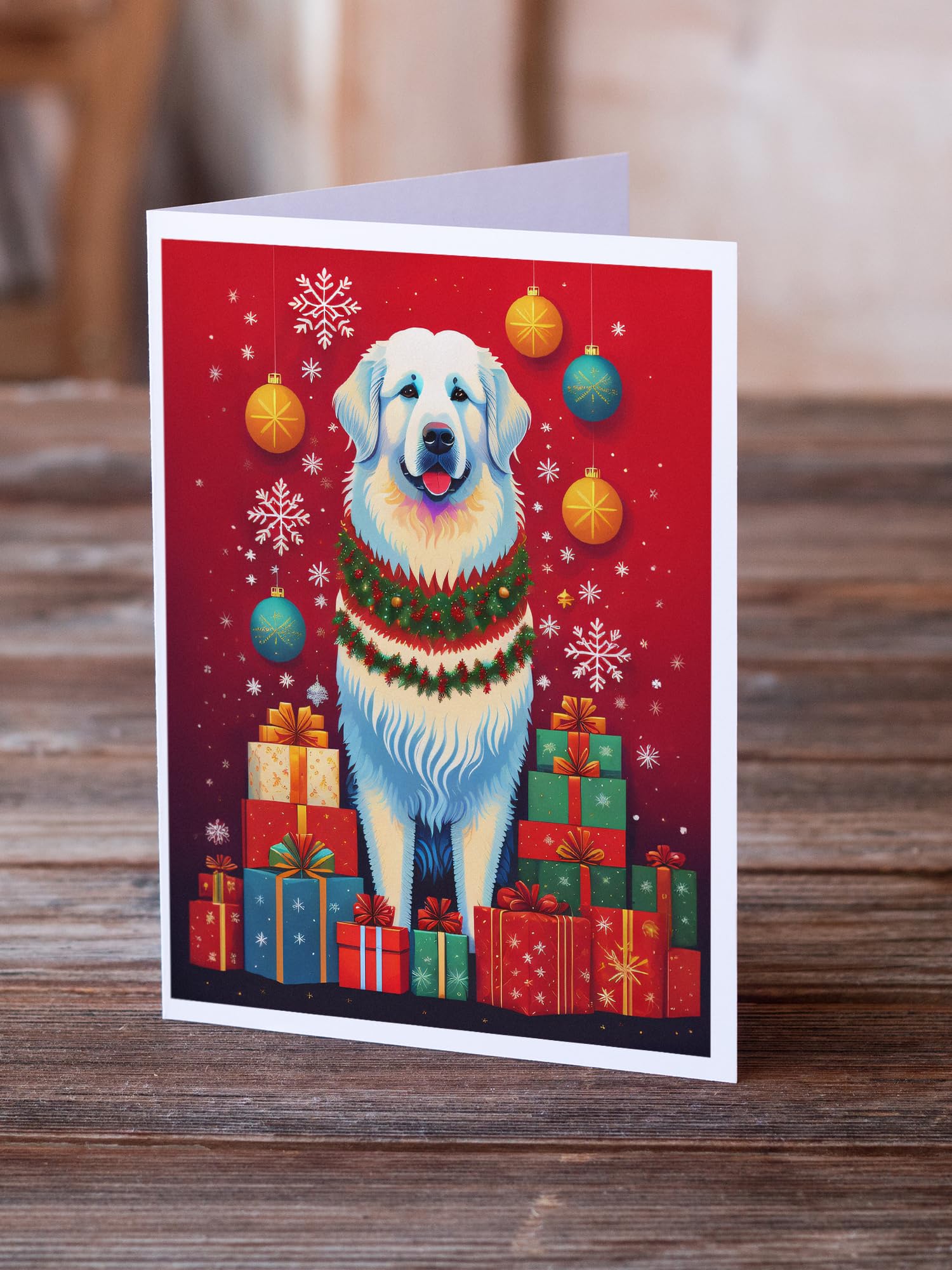 Caroline's Treasures DAC3098GCA7P Great Pyrenees Holiday Christmas Greeting Cards Pack of 8 Blank Cards with Envelopes Whimsical A7 Size 5x7 Blank Note Cards