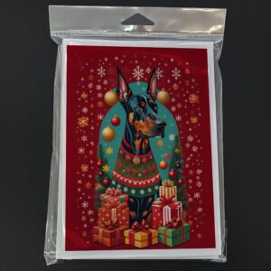 Caroline's Treasures DAC3077GCA7P Doberman Pinscher Holiday Christmas Greeting Cards Pack of 8 Blank Cards with Envelopes Whimsical A7 Size 5x7 Blank Note Cards