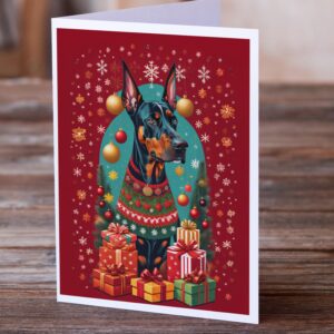 Caroline's Treasures DAC3077GCA7P Doberman Pinscher Holiday Christmas Greeting Cards Pack of 8 Blank Cards with Envelopes Whimsical A7 Size 5x7 Blank Note Cards