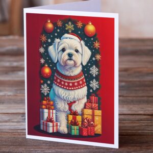 Caroline's Treasures DAC3124GCA7P Maltese Holiday Christmas Greeting Cards Pack of 8 Blank Cards with Envelopes Whimsical A7 Size 5x7 Blank Note Cards