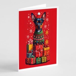 caroline's treasures dac3126gca7p miniature pinscher holiday christmas greeting cards pack of 8 blank cards with envelopes whimsical a7 size 5x7 blank note cards