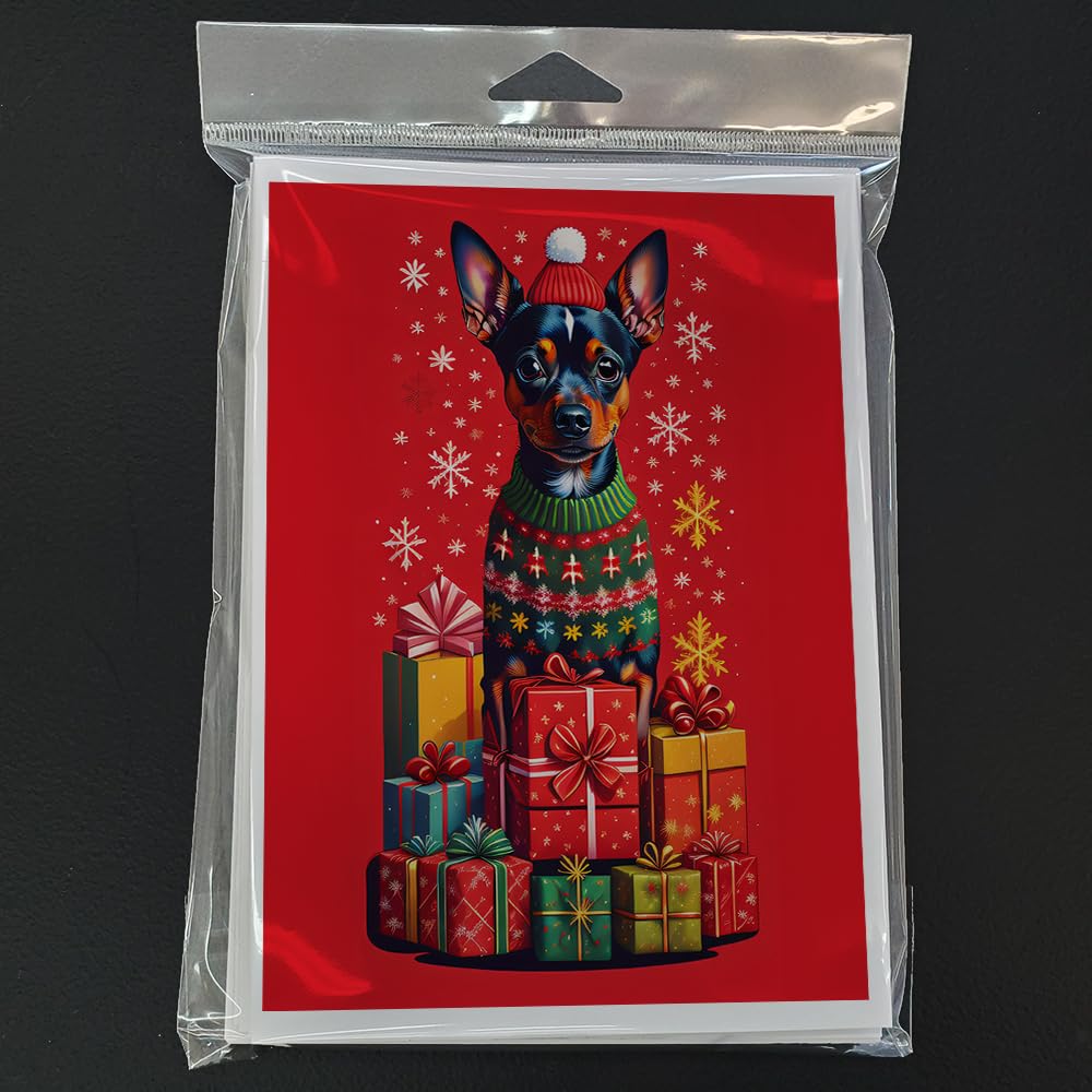 Caroline's Treasures DAC3126GCA7P Miniature Pinscher Holiday Christmas Greeting Cards Pack of 8 Blank Cards with Envelopes Whimsical A7 Size 5x7 Blank Note Cards