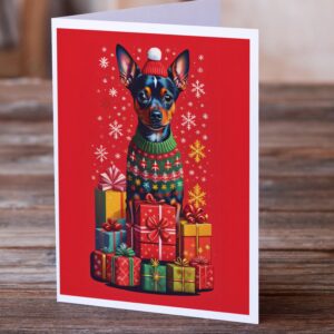 Caroline's Treasures DAC3126GCA7P Miniature Pinscher Holiday Christmas Greeting Cards Pack of 8 Blank Cards with Envelopes Whimsical A7 Size 5x7 Blank Note Cards