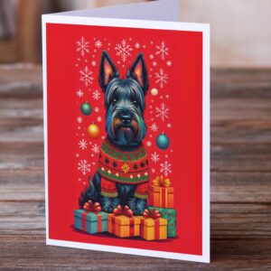 Caroline's Treasures DAC3156GCA7P Scottish Terrier Holiday Christmas Greeting Cards Pack of 8 Blank Cards with Envelopes Whimsical A7 Size 5x7 Blank Note Cards