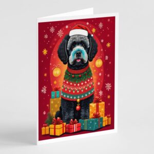 Caroline's Treasures DAC3145GCA7P Portuguese Water Dog Holiday Christmas Greeting Cards Pack of 8 Blank Cards with Envelopes Whimsical A7 Size 5x7 Blank Note Cards