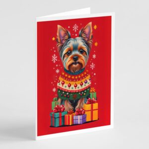 caroline's treasures dac3176gca7p yorkshire terrier holiday christmas greeting cards pack of 8 blank cards with envelopes whimsical a7 size 5x7 blank note cards