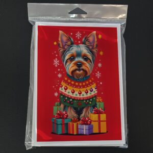 Caroline's Treasures DAC3176GCA7P Yorkshire Terrier Holiday Christmas Greeting Cards Pack of 8 Blank Cards with Envelopes Whimsical A7 Size 5x7 Blank Note Cards