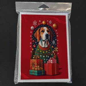 Caroline's Treasures DAC3026GCA7P American Foxhound Dog Holiday Christmas Greeting Cards Pack of 8 Blank Cards with Envelopes Whimsical A7 Size 5x7 Blank Note Cards