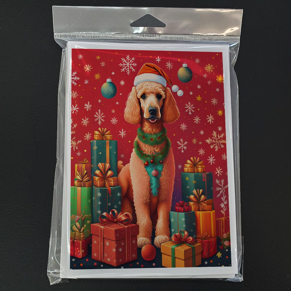 Caroline's Treasures DAC3138GCA7P Poodle Holiday Christmas Greeting Cards Pack of 8 Blank Cards with Envelopes Whimsical A7 Size 5x7 Blank Note Cards