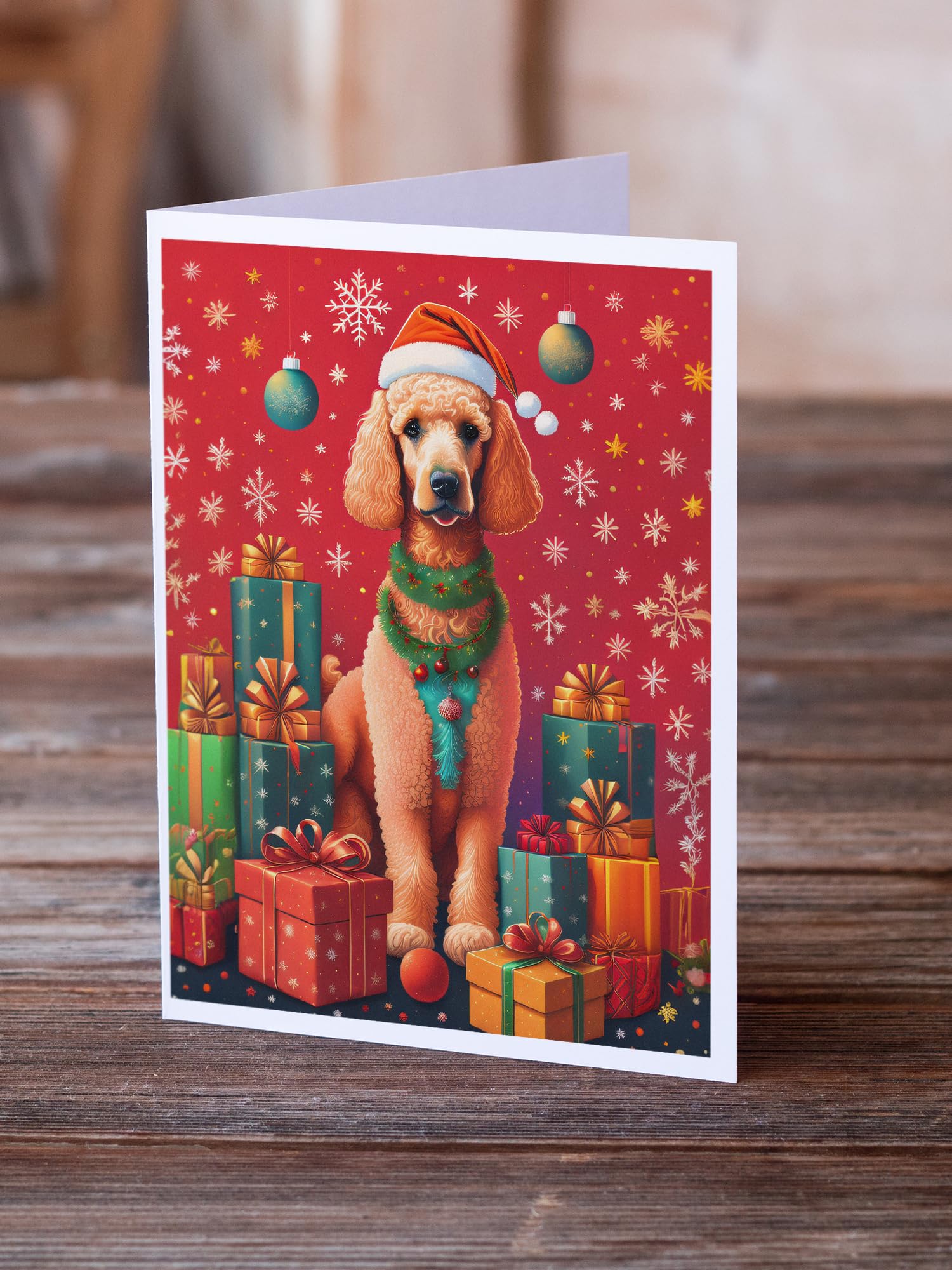 Caroline's Treasures DAC3138GCA7P Poodle Holiday Christmas Greeting Cards Pack of 8 Blank Cards with Envelopes Whimsical A7 Size 5x7 Blank Note Cards