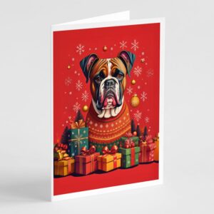 caroline's treasures dac3055gca7p fawn boxer holiday christmas greeting cards pack of 8 blank cards with envelopes whimsical a7 size 5x7 blank note cards