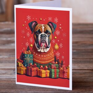 Caroline's Treasures DAC3055GCA7P Fawn Boxer Holiday Christmas Greeting Cards Pack of 8 Blank Cards with Envelopes Whimsical A7 Size 5x7 Blank Note Cards