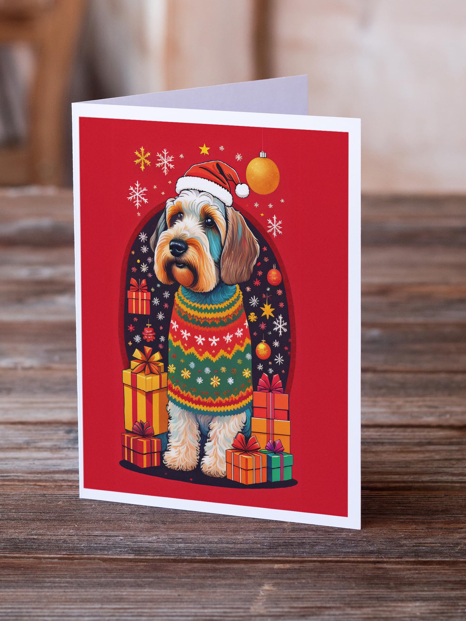 Caroline's Treasures DAC3158GCA7P Sealyham Terrier Holiday Christmas Greeting Cards Pack of 8 Blank Cards with Envelopes Whimsical A7 Size 5x7 Blank Note Cards