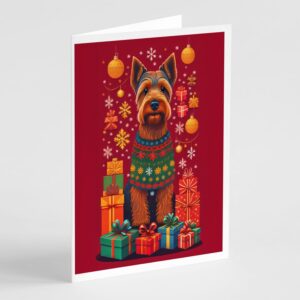 caroline's treasures dac3173gca7p welsh terrier holiday christmas greeting cards pack of 8 blank cards with envelopes whimsical a7 size 5x7 blank note cards