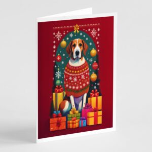 Caroline's Treasures DAC3081GCA7P English Foxhound Holiday Christmas Greeting Cards Pack of 8 Blank Cards with Envelopes Whimsical A7 Size 5x7 Blank Note Cards