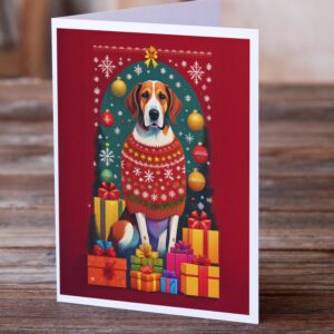 Caroline's Treasures DAC3081GCA7P English Foxhound Holiday Christmas Greeting Cards Pack of 8 Blank Cards with Envelopes Whimsical A7 Size 5x7 Blank Note Cards