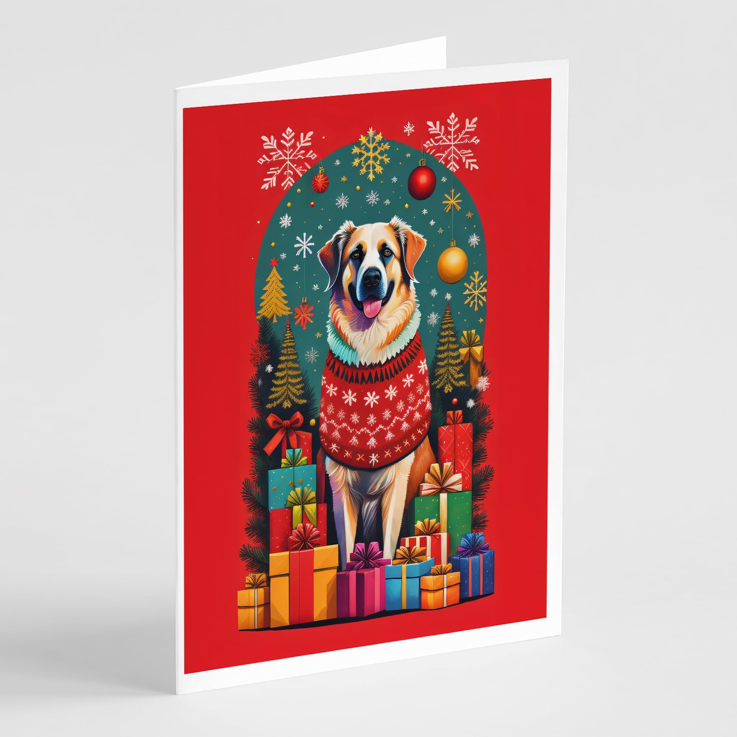 Caroline's Treasures DAC3029GCA7P Anatolian Shepherd Dog Holiday Christmas Greeting Cards Pack of 8 Blank Cards with Envelopes Whimsical A7 Size 5x7 Blank Note Cards