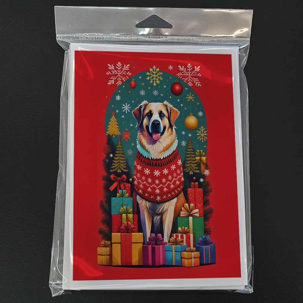 Caroline's Treasures DAC3029GCA7P Anatolian Shepherd Dog Holiday Christmas Greeting Cards Pack of 8 Blank Cards with Envelopes Whimsical A7 Size 5x7 Blank Note Cards