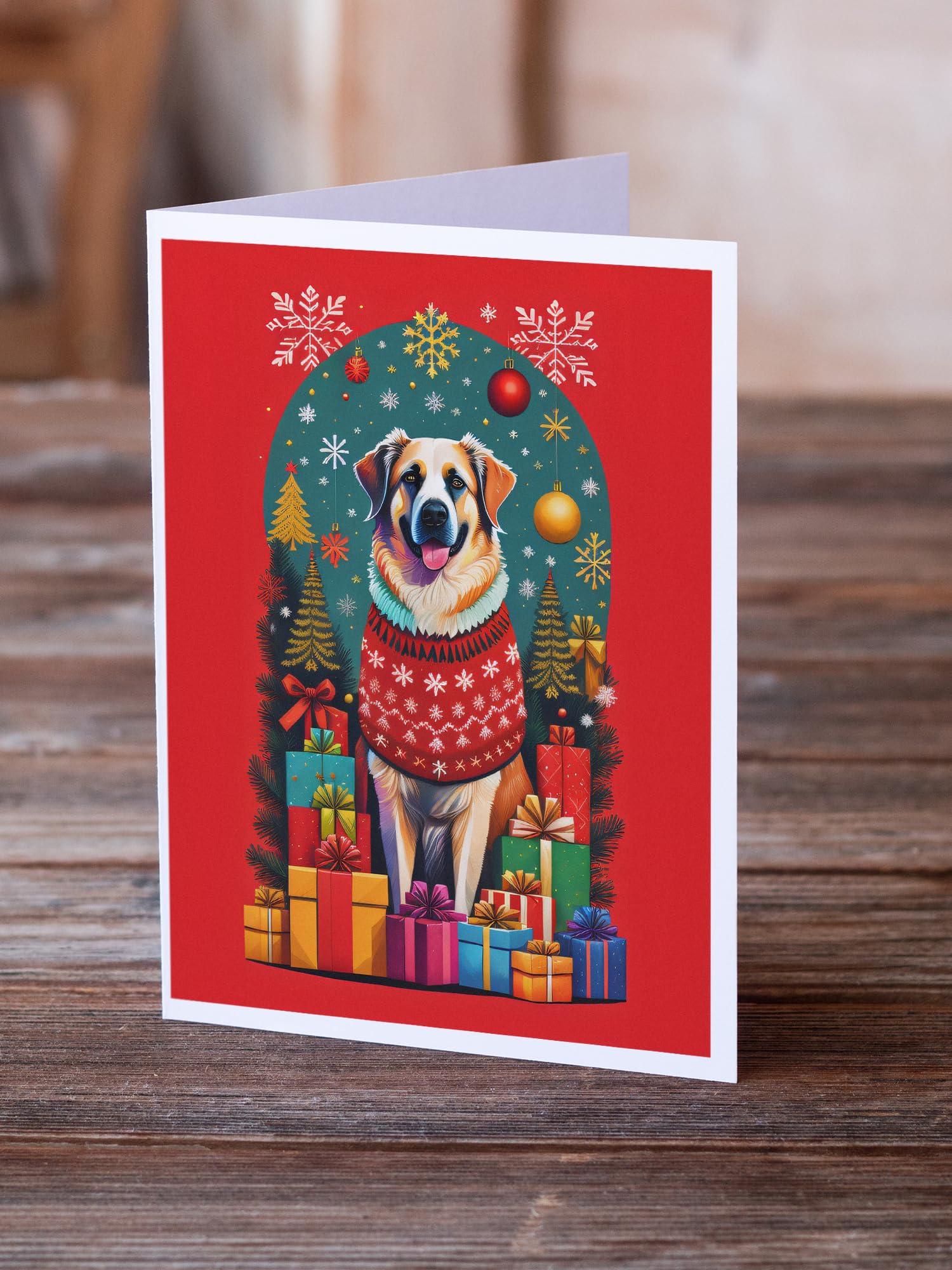 Caroline's Treasures DAC3029GCA7P Anatolian Shepherd Dog Holiday Christmas Greeting Cards Pack of 8 Blank Cards with Envelopes Whimsical A7 Size 5x7 Blank Note Cards