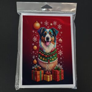 Caroline's Treasures DAC3032GCA7P Australian Shepherd Holiday Christmas Greeting Cards Pack of 8 Blank Cards with Envelopes Whimsical A7 Size 5x7 Blank Note Cards