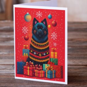 Caroline's Treasures DAC3092GCA7P German Spitz Holiday Christmas Greeting Cards Pack of 8 Blank Cards with Envelopes Whimsical A7 Size 5x7 Blank Note Cards