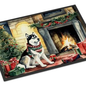 Caroline's Treasures DAC2753JMAT Siberian Husky Cozy Christmas Doormat Front Door Mat Indoor Outdoor Rugs for Entryway, Non Slip Washable Low Pile, 24H X 36W