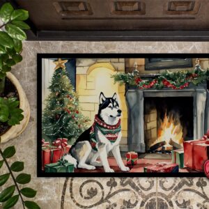 Caroline's Treasures DAC2753JMAT Siberian Husky Cozy Christmas Doormat Front Door Mat Indoor Outdoor Rugs for Entryway, Non Slip Washable Low Pile, 24H X 36W