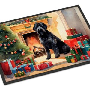 Caroline's Treasures DAC2619MAT Bouvier des Flandres Cozy Christmas Doormat Front Door Mat Indoor Outdoor Rugs for Entryway, Non Slip Washable Low Pile, 18H X 27W