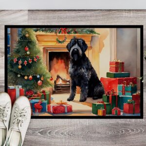 Caroline's Treasures DAC2619MAT Bouvier des Flandres Cozy Christmas Doormat Front Door Mat Indoor Outdoor Rugs for Entryway, Non Slip Washable Low Pile, 18H X 27W