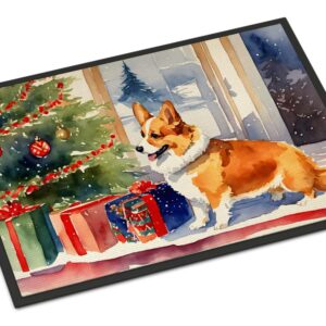 Caroline's Treasures DAC2638JMAT Corgi Cozy Christmas Doormat Front Door Mat Indoor Outdoor Rugs for Entryway, Non Slip Washable Low Pile, 24H X 36W