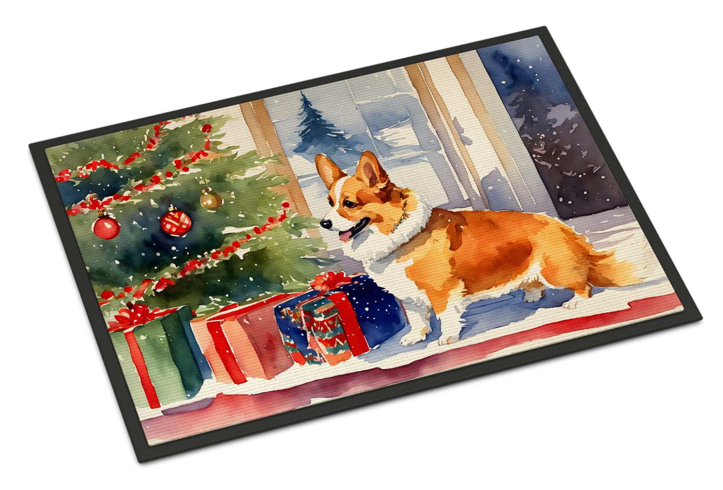 Caroline's Treasures DAC2638JMAT Corgi Cozy Christmas Doormat Front Door Mat Indoor Outdoor Rugs for Entryway, Non Slip Washable Low Pile, 24H X 36W