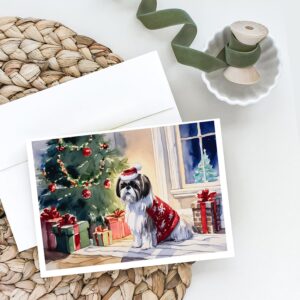 Caroline's Treasures DAC2752GCA7P Shih Tzu Cozy Christmas Greeting Cards Pack of 8 Blank Cards with Envelopes Whimsical A7 Size 5x7 Blank Note Cards