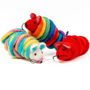 Catch a Mouse by The Tail Wool Cat Mouse Toy with a 6-Ft Tail for Indoor Cats Kittens. Cute Toy Mouse, Mouse Cat Toy, Rat Plush Toy, Fake Mice. No Catnip. Pride (Rainbow)