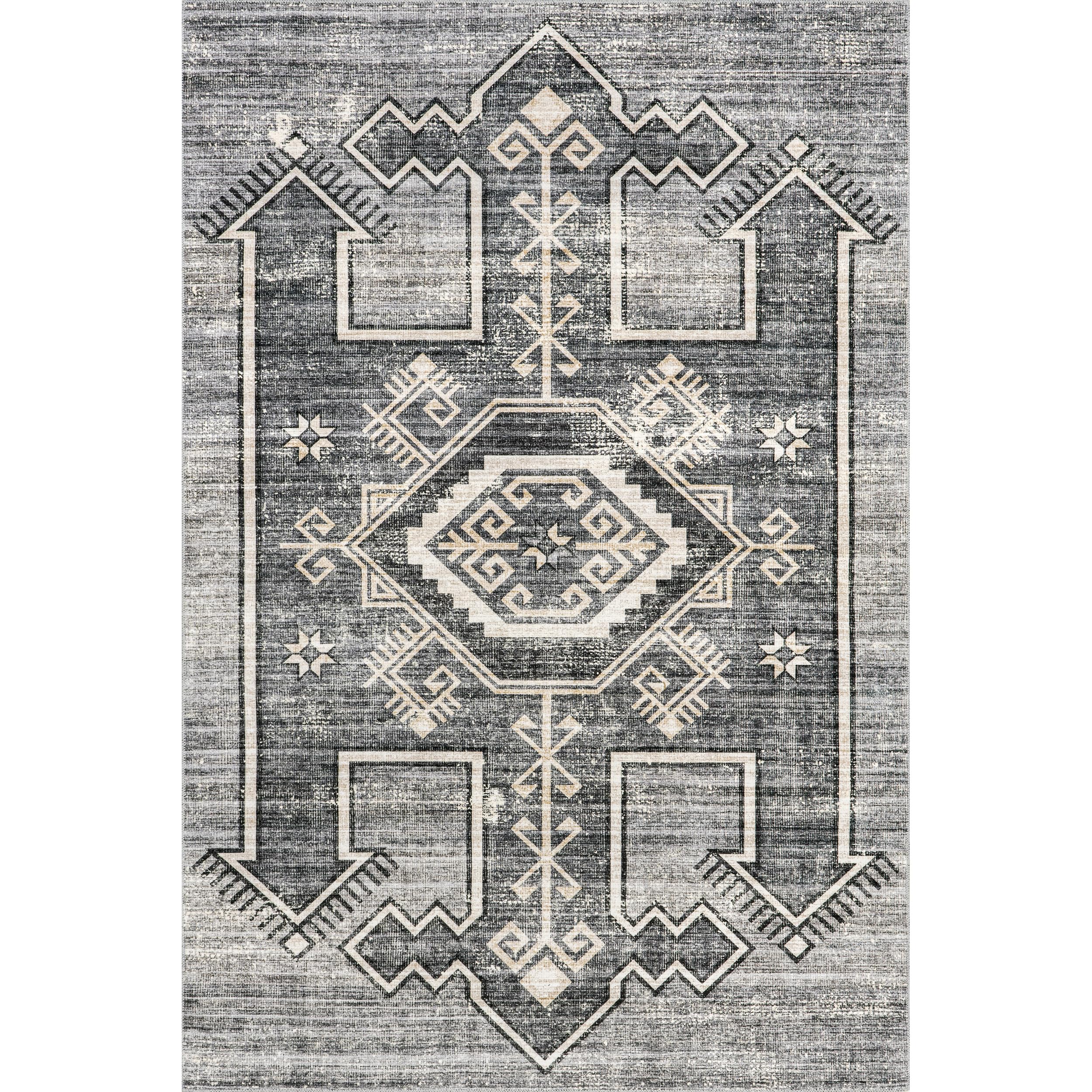 Rugs USA x Lauren Liess Sagebrush Geometric Machine Washable Area Rug, 8' x 10', Grey