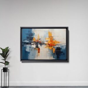 Vibrant Fusion, Modern Colorful Abstract Wall Art Prints, Canvas Artwork with Red, Maya Blue, and Orange Palette Texture, Wall Art, Home Decor