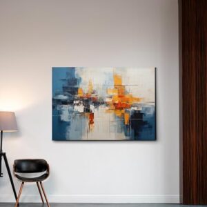 Vibrant Fusion, Modern Colorful Abstract Wall Art Prints, Canvas Artwork with Red, Maya Blue, and Orange Palette Texture, Wall Art, Home Decor