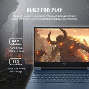 HP Victus 15.6" Full HD 144Hz Gaming Laptop, Intel Core i5-13420H, 16GB Memory, NVIDIA GeForce RTX 3050, 512GB SSD, Bluetooth, Wi-Fi, Backlit Keyboard, Windows 11, Performance Blue