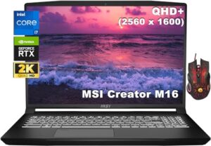 msi creator m16 laptop 2023 newest, 16" qhd+ content creation laptop, 13th gen intel core i7-13620h(10-core), geforce rtx 4060, 32gb ddr5 ram, 1tb ssd, 180-degree lay-flat, wifi 6, hdmi, win 11 home