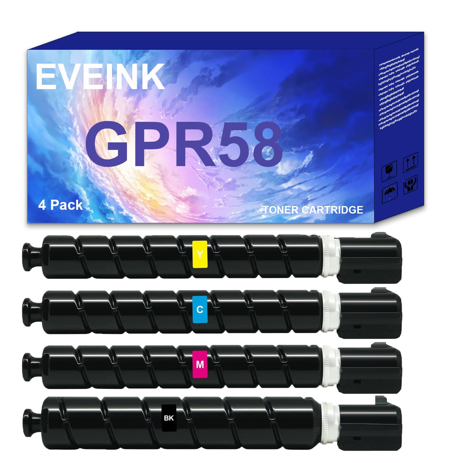 EVEINK Remanufactured GPR-58 GPR58 Toner Cartridge Replacement for CAN0N imageRUNNER Advance C256iF II C256iF III C356iF II C356iF III DX C257iF DX C357iF Printer(4-Pack)