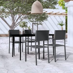 vraxo 5 piece patio dining set black,outdoor furniture sets-113.81lbs