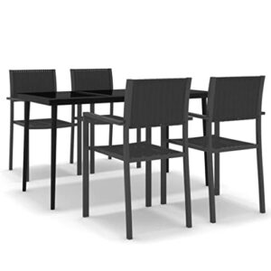 VRAXO 5 Piece Patio Dining Set Black,Outdoor Furniture Sets-113.81lbs