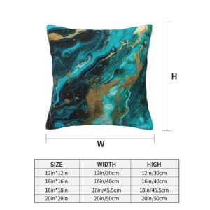 AdaNti Turquoise Blue Gold Marble Print Throw Pillow Cover Square Soft Cushion Cover Throw Pillow Case for Home Decor Living Room Bed Couch Car 20"x20"