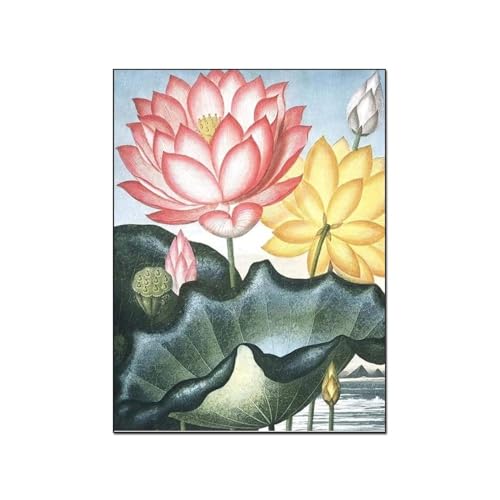 ESyem Posters Plant Wall Art Abstract Water Lilies Flower Wall Art Pond Landscape Art Poster Canvas Art Poster And Wall Art Picture Print Modern Family Bedroom Decor 24x32inch(60x80cm) Frame-style