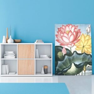 ESyem Posters Plant Wall Art Abstract Water Lilies Flower Wall Art Pond Landscape Art Poster Canvas Art Poster And Wall Art Picture Print Modern Family Bedroom Decor 24x32inch(60x80cm) Frame-style