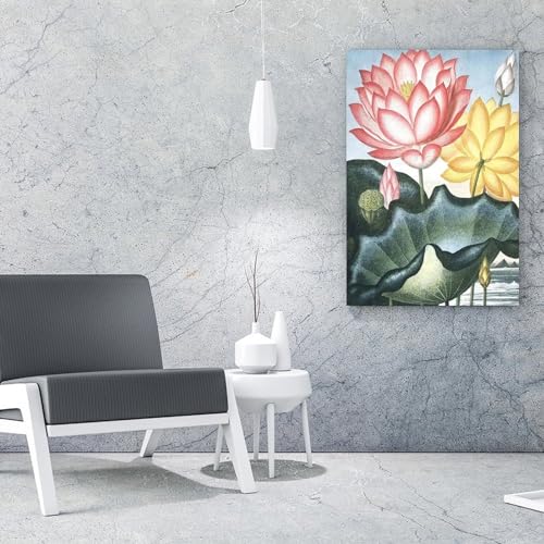 ESyem Posters Plant Wall Art Abstract Water Lilies Flower Wall Art Pond Landscape Art Poster Canvas Art Poster And Wall Art Picture Print Modern Family Bedroom Decor 24x32inch(60x80cm) Frame-style