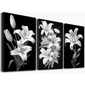 josue 3pcs boho neutral plant posters canvas wall art decor,mid century modern black,white picture artwork painting for living room bedroom bathroom kitchen wall decor -8x12in framed