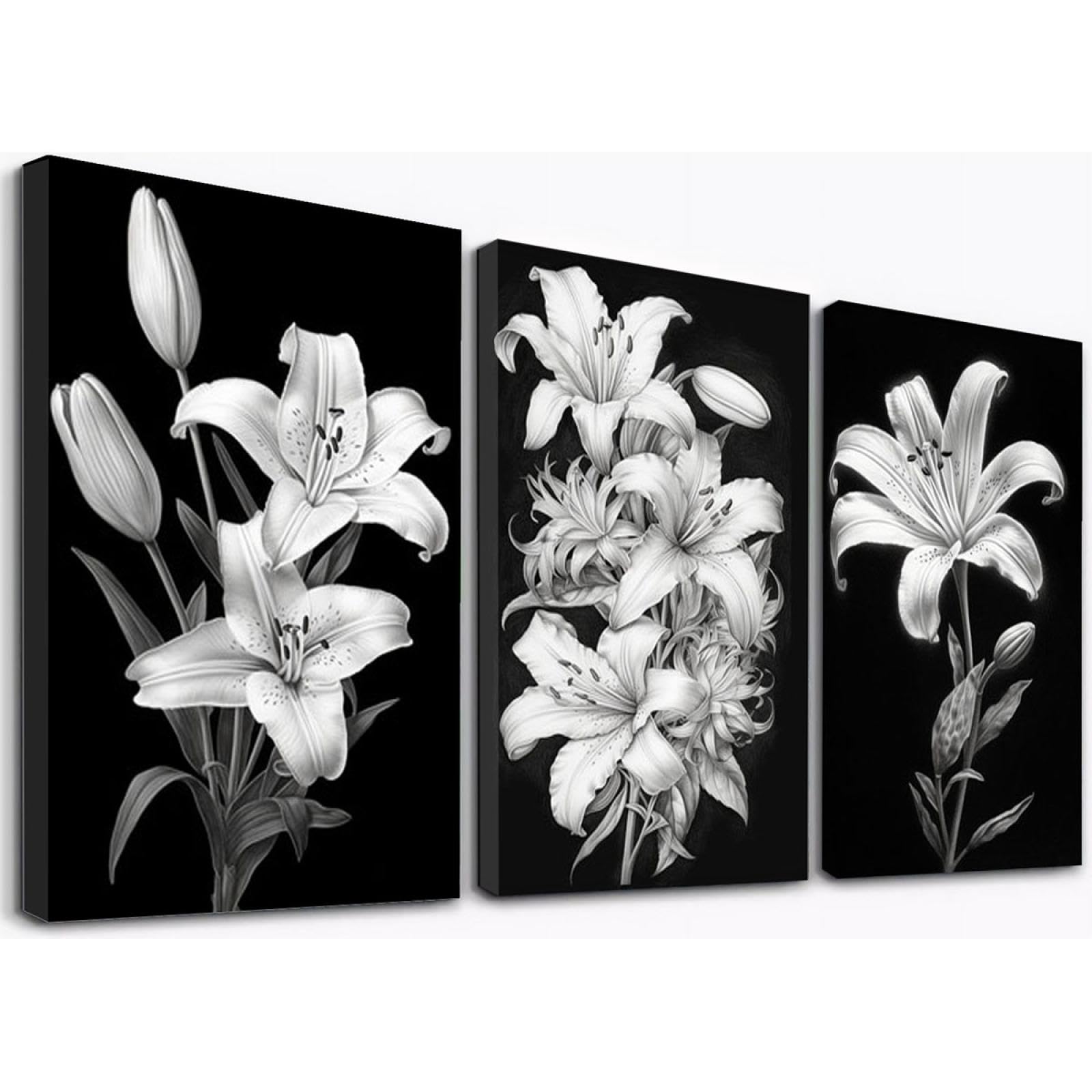 JOSUE 3PCS Boho Neutral Plant Posters Canvas Wall Art Decor,Mid Century Modern Black,white Picture Artwork Painting For Living Room Bedroom Bathroom Kitchen Wall Decor -8x12in Framed